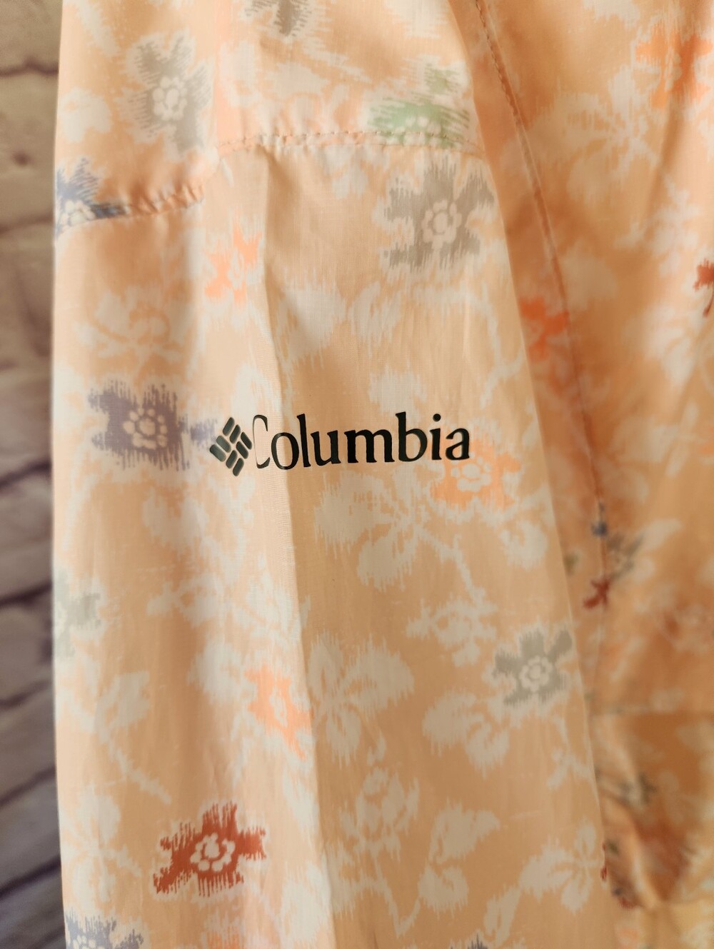 Columbia Women's Hooded Windbreaker Rain Jacket Peach Multicolored Sz Large - Picture 4 of 12